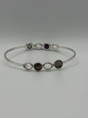 Ippolita Sterling Silver Bangle Olive Mother of Pearl Quartz Hammered Bangle